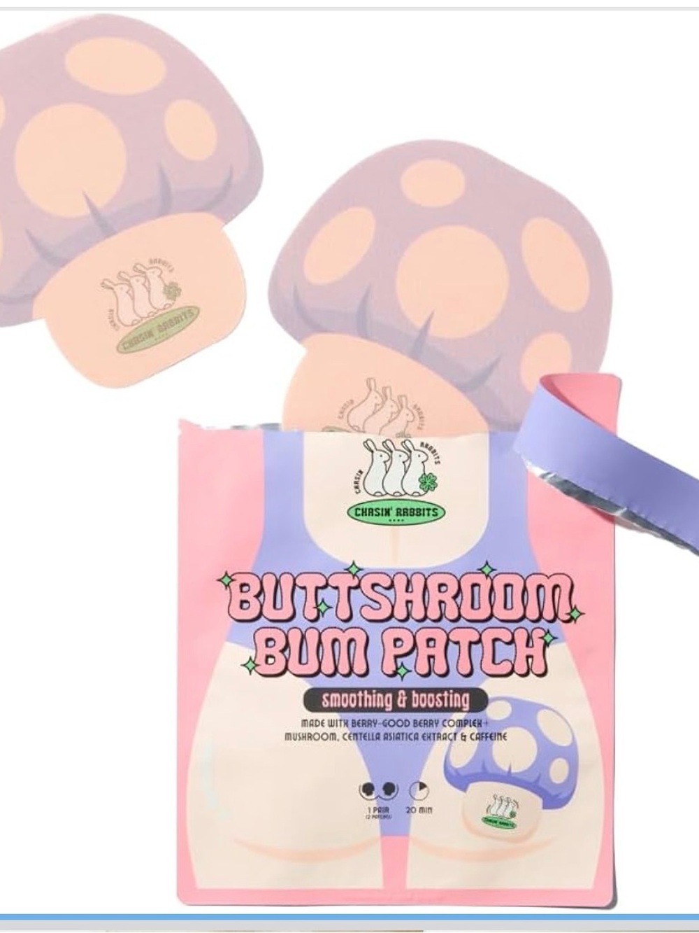 Chasin' Rabbits Buttshroom Bum Patch Smoothing & Boosting, Purple, 2 Patches